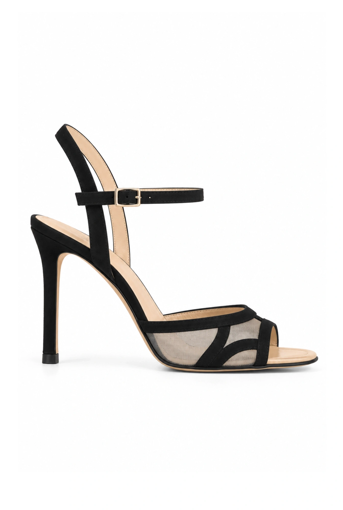 Giulia – sandalias negras con detalles de malla
